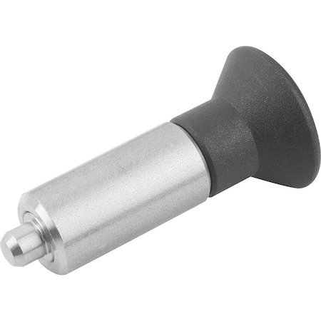 Kipp Indexing Plunger Wo. Groove Size:0, Form:L, Stainless Steel Hardened, Comp: Plastic, Black Ral7021 K0346.01004